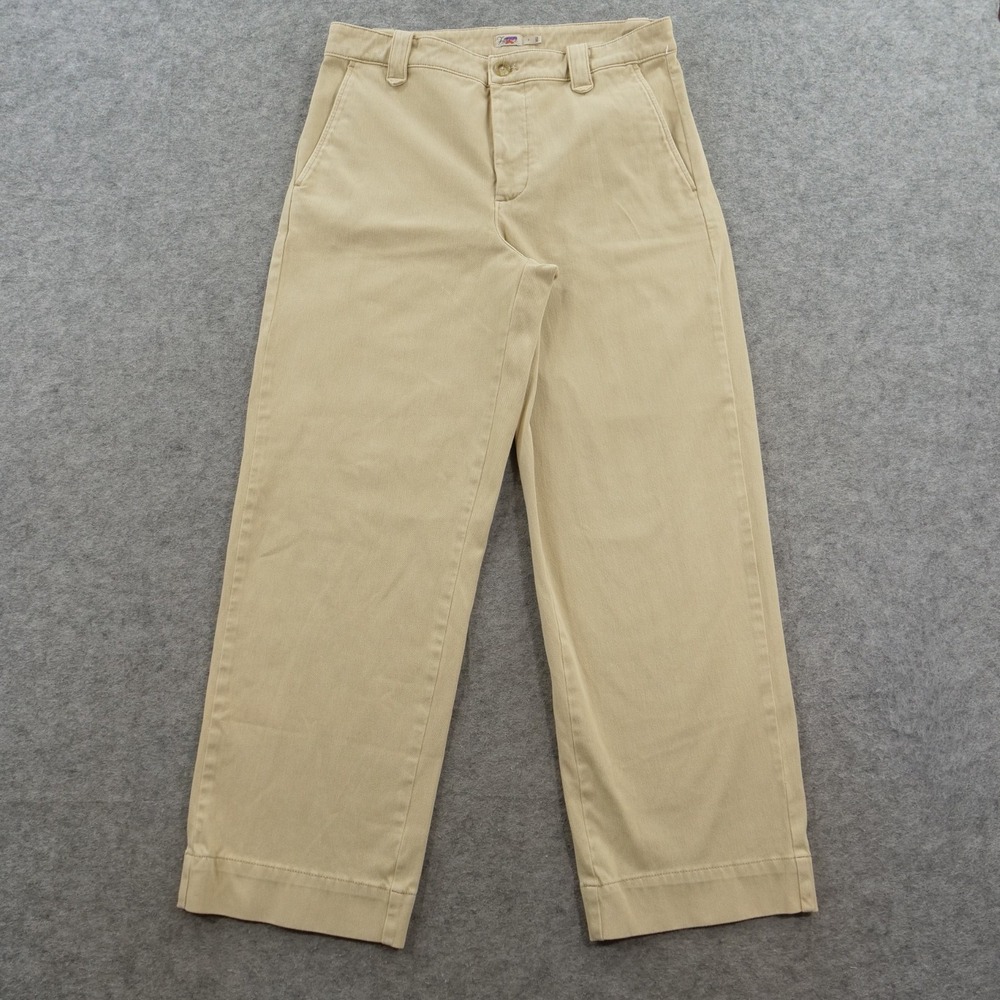Faherty Pants Womens 8 Beige Organic Cotton Stretch Wide Leg Chino High Rise